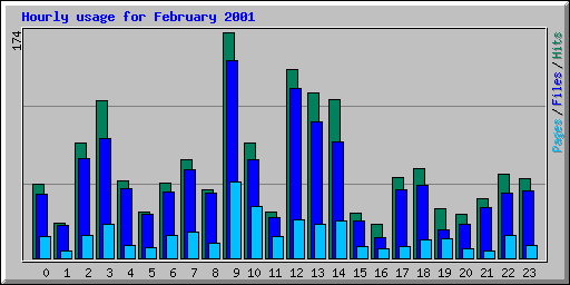 Hourly usage for February 2001